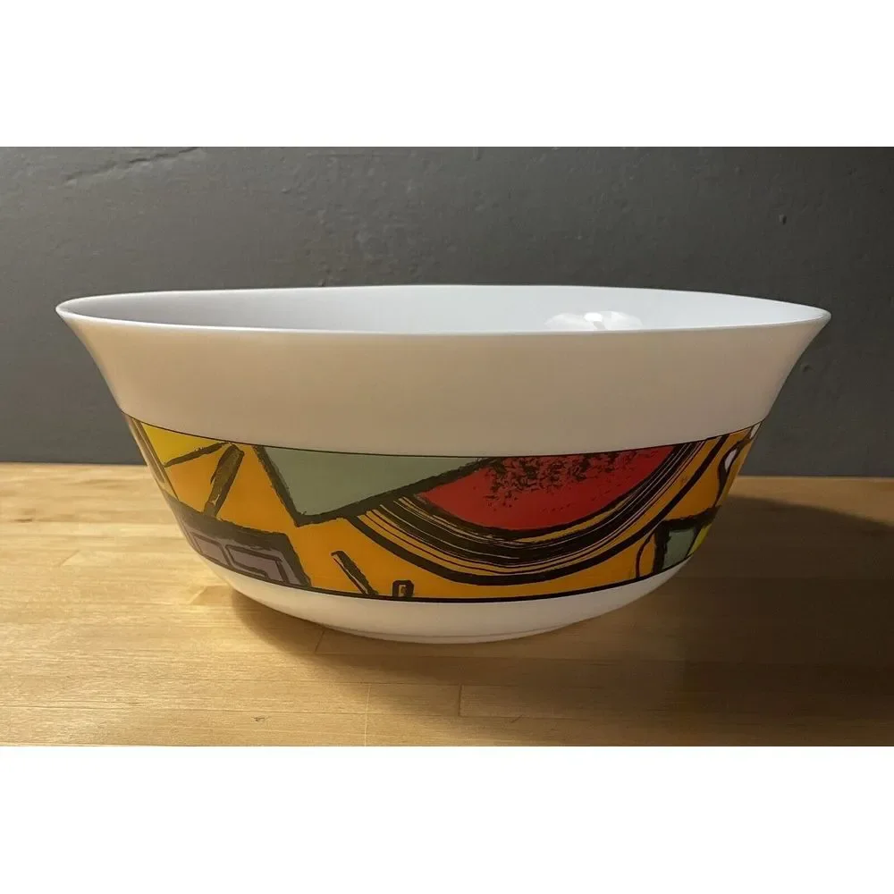 Vintage Arcopal France Santiago Patchwork Glass Serving Bowl 9 1/4" Retro 80's. - Picture 4 of 8
